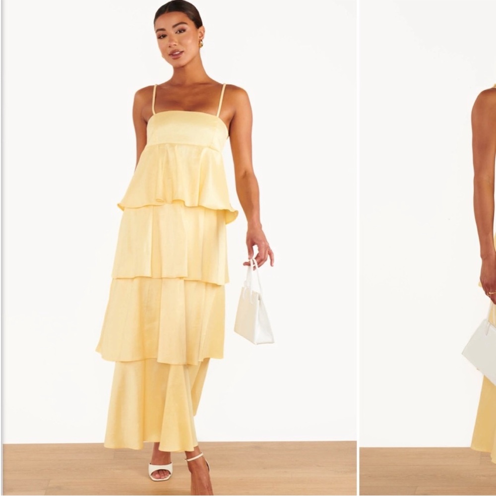 Show Me Your MuMu Meet Cute Pale Yellow Taffeta Dress XL - Picture 2 of 8